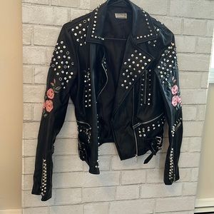 Galita Women’s Medium Faux Leather Embroidered Jacket